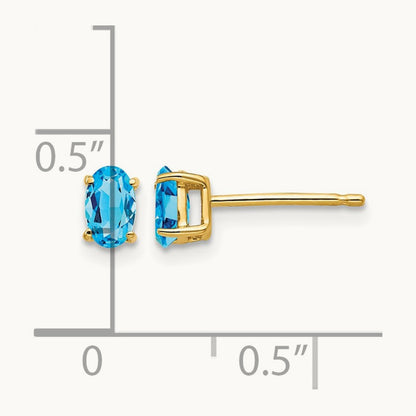 5x3mm Oval Blue Topaz earring, 14K