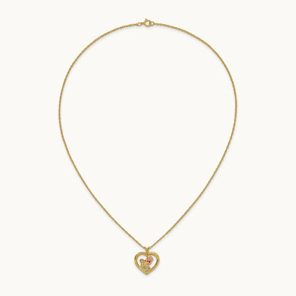 Black Hills Gold Rose in Heart Necklace