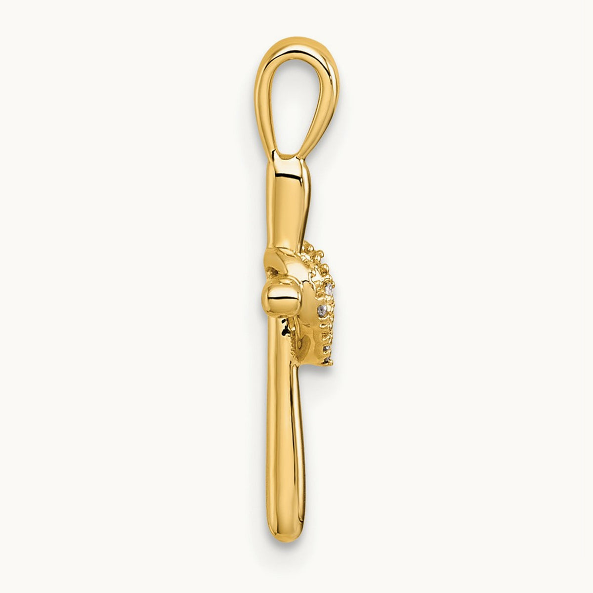 Diamond Cross w/Heart Pendant, 14K