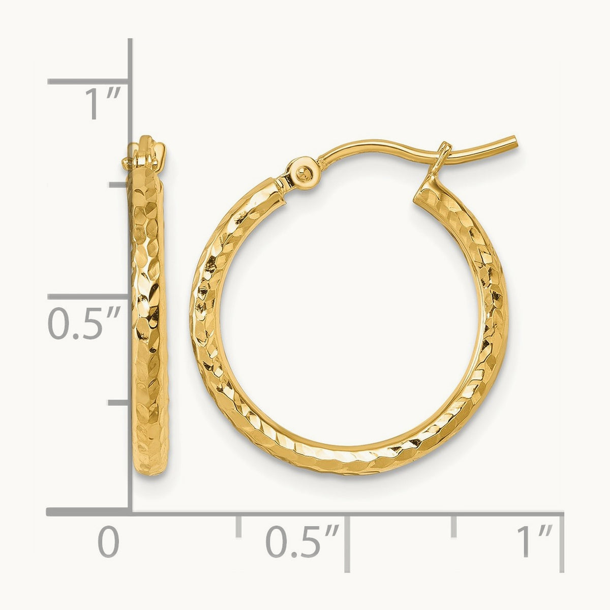 Diamond-cut Round Tube Hoop Earrings, 2mm — Leslie's