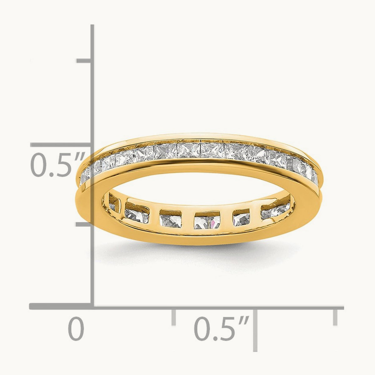 Polished Princess Channel Set Diamond Eternity Band, 1.00 ct tw, 14K Gold — 14K Yellow Gold