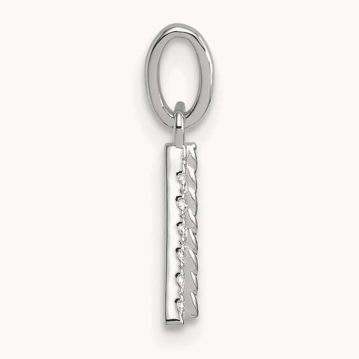 Twisted with Diamond Charm — 14K White Gold, A