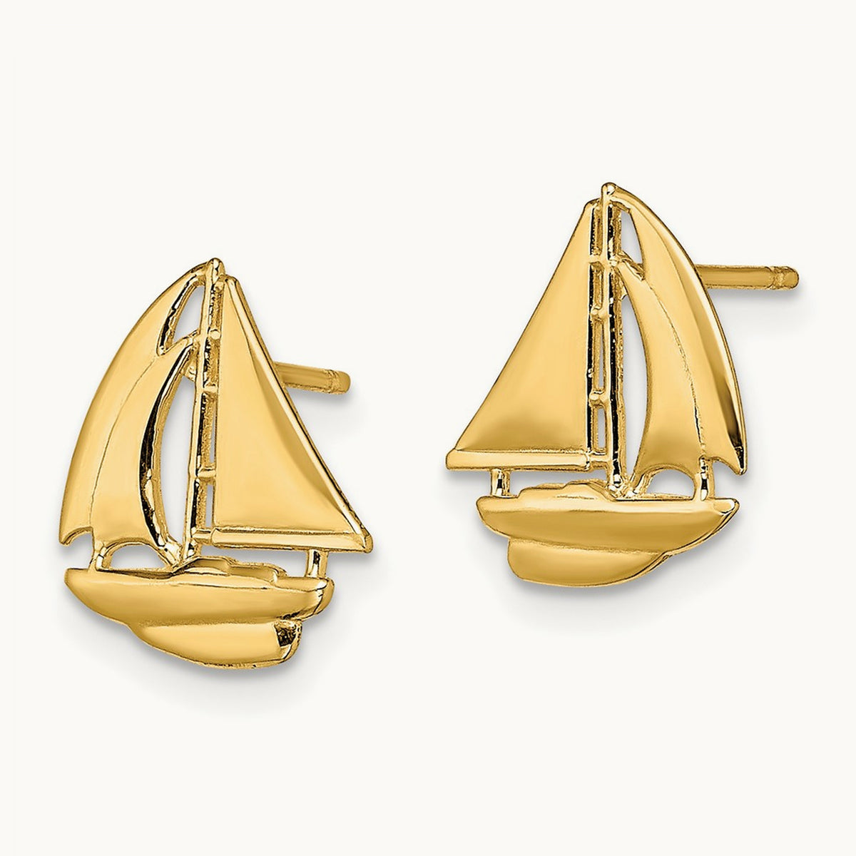 Polished Sailboat Post Earrings, 14K