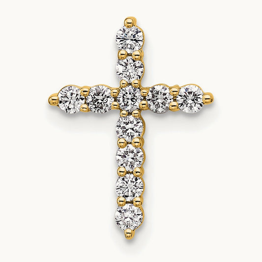 Cross Chain Slide Pendant, 0.25 ct tw Lab-Grown Diamond — 14K Yellow Gold
