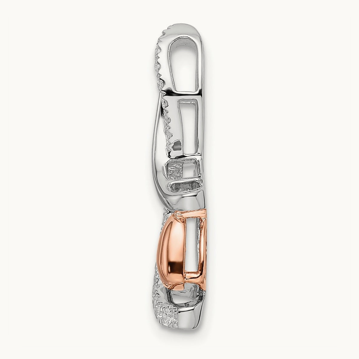 Heart Diamond Chain Slide, 14K Two-tone White with Rose