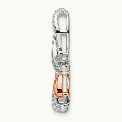 Heart Diamond Chain Slide, 14K Two-tone White with Rose