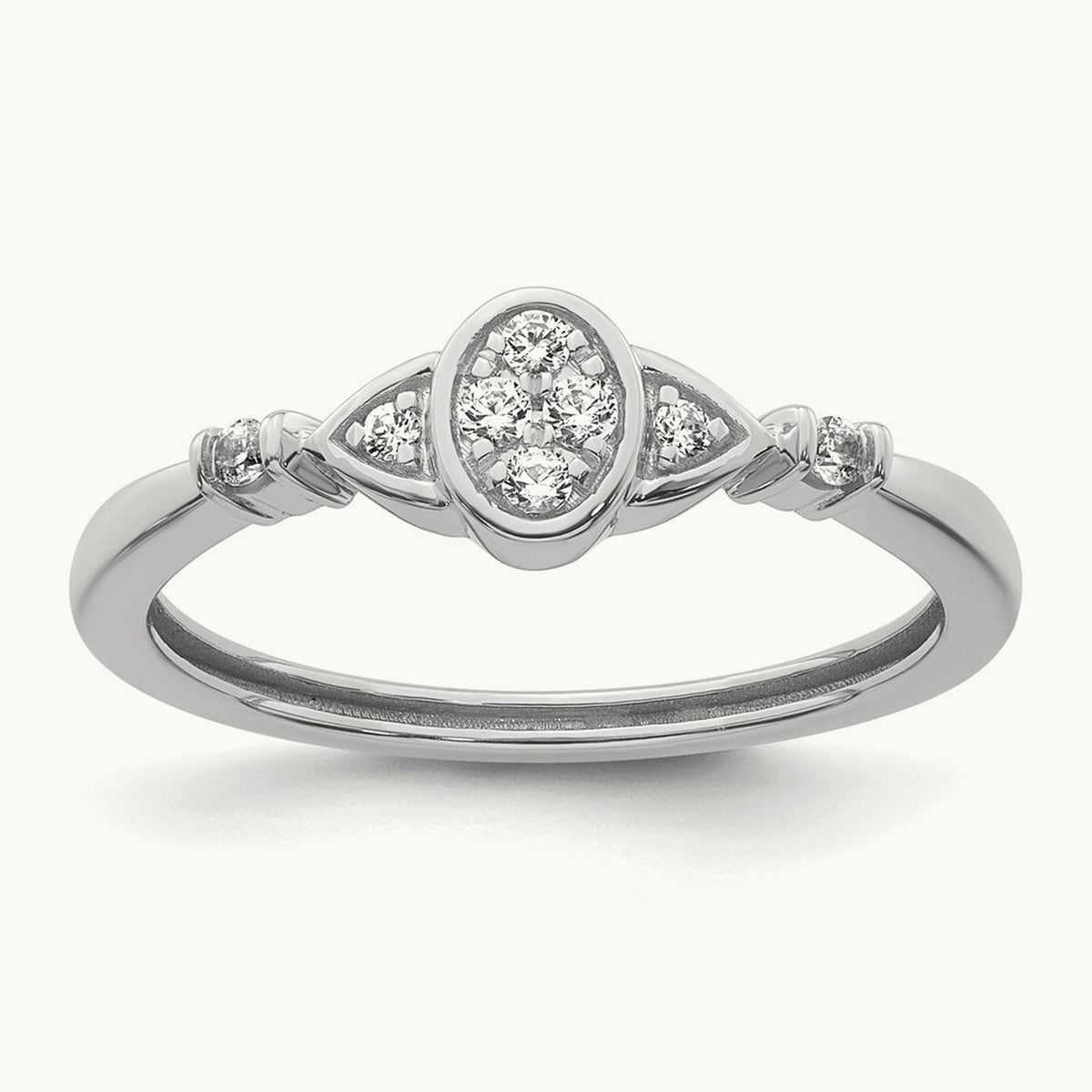 Complete Diamond Cluster Oval Engagement Ring — 14K White Gold