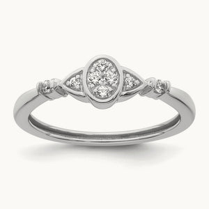 Complete Diamond Cluster Oval Engagement Ring — 14K White Gold