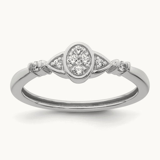 Complete Diamond Cluster Oval Engagement Ring — 14K White Gold