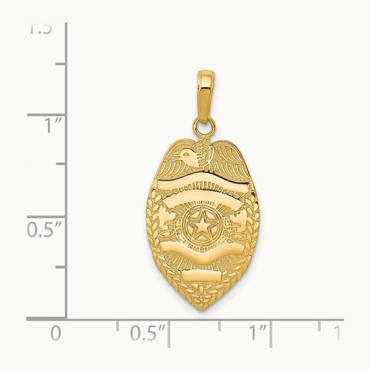 Polished Police Badge Pendant, 14K