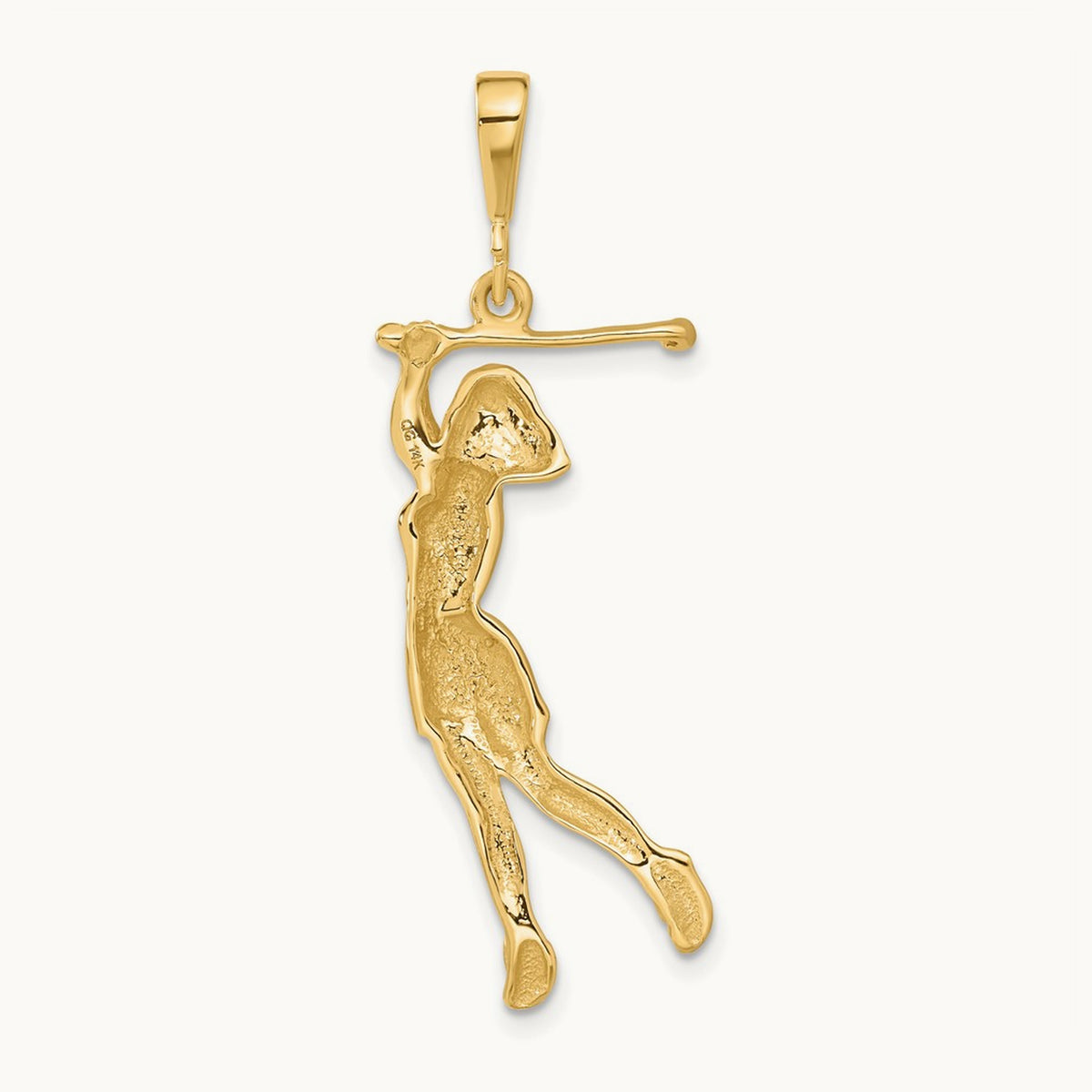 Female Golfer Pendant, 14K