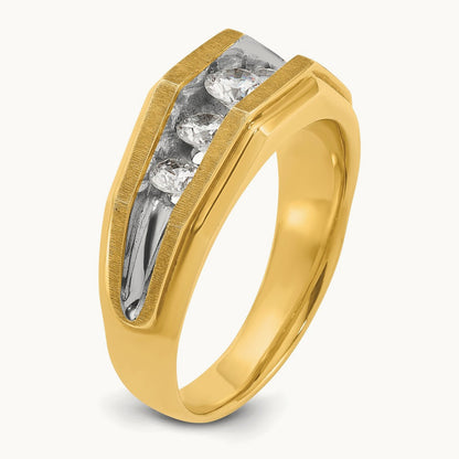 w/ White RH IBGoodman Men's Polished/Satin 5-Stone Diamond Ring, 14K