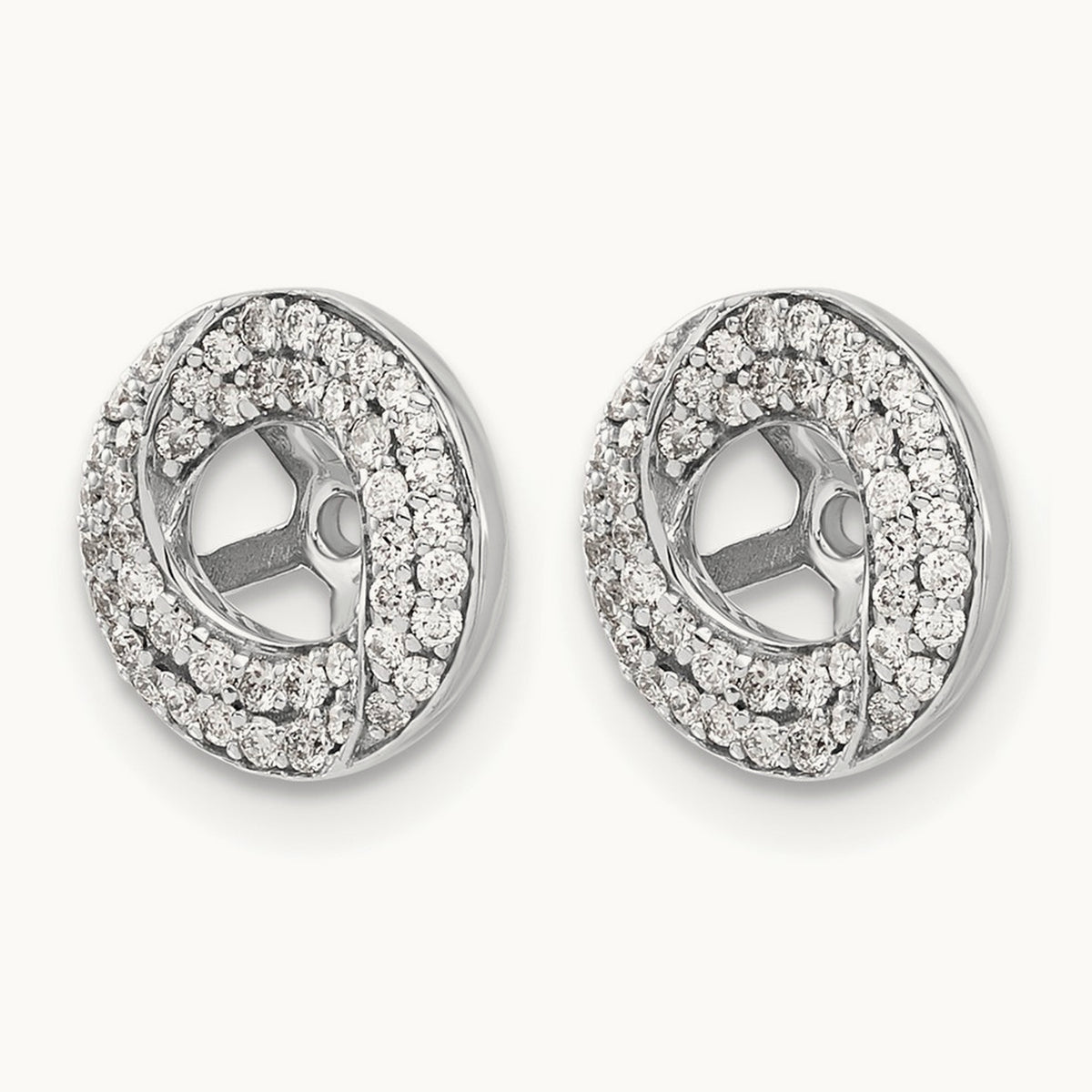 Diamond Round Earring Jackets, 14K White Gold