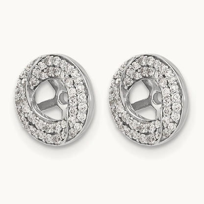 Diamond Round Earring Jackets, 14K White Gold