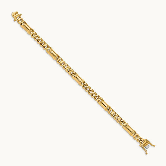 Hand-polished Fancy Link Bracelet, 7.5mm, 14K