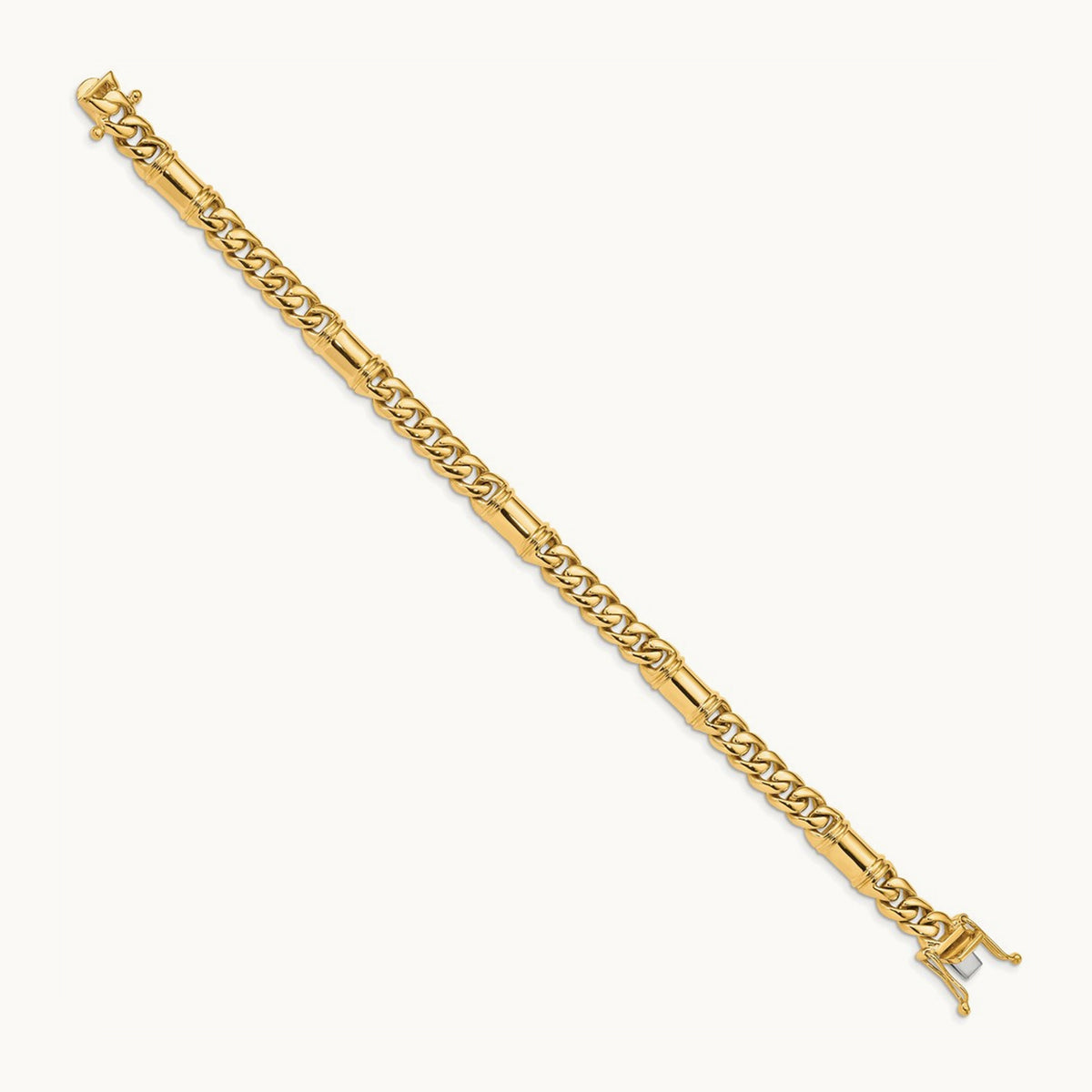 Hand-polished Fancy Link Bracelet, 7.5mm, 14K