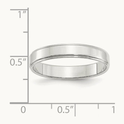 Flat with Step Edge Band, 4mm, 10K White Gold