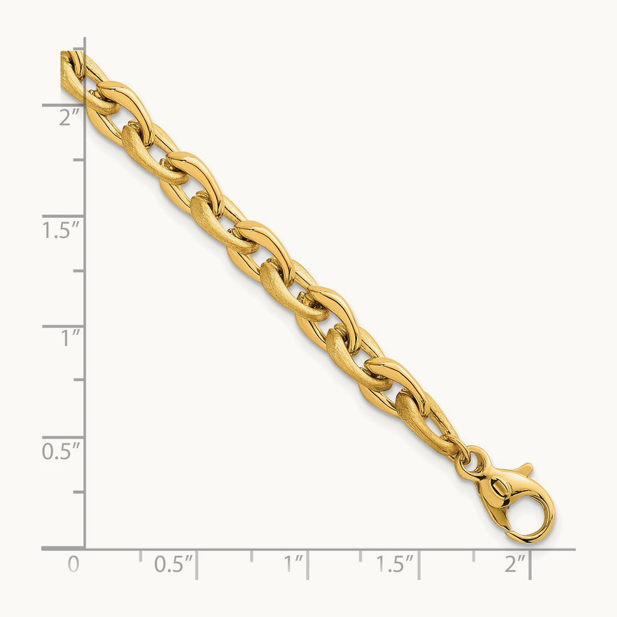 Polished And Brushed Chain Bracelet, 6.75mm, 14K