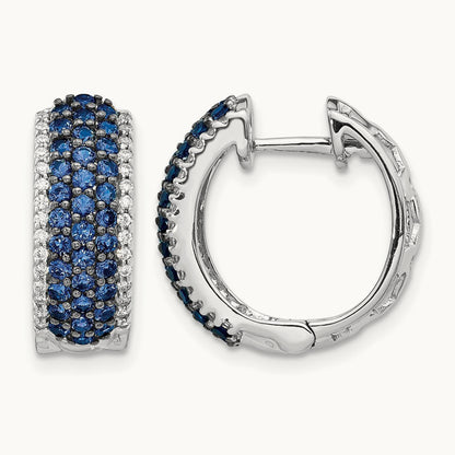 Diamond and Sapphire Hinged Hoop Earrings — photo set