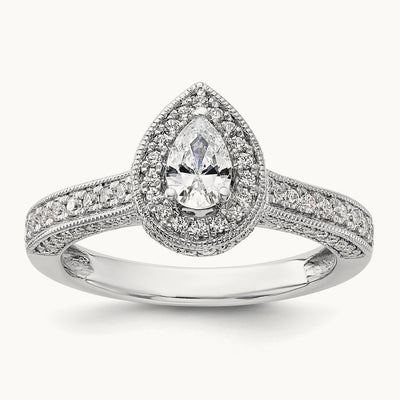 Pear Halo Semi-Mount Engagement Ring, 0.50 ct tw