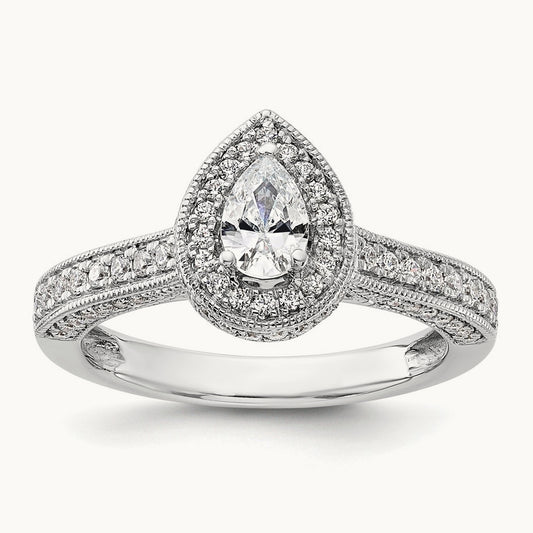 Pear Halo Semi-Mount Engagement Ring, 0.50 ct tw