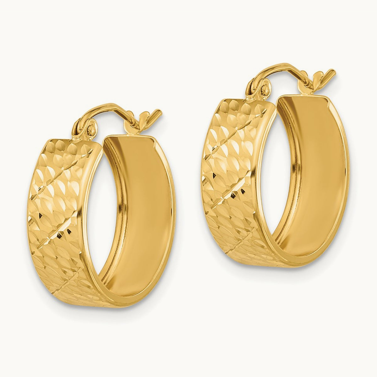 Diamond-cut Hoop Earrings — 14K Yellow Gold
