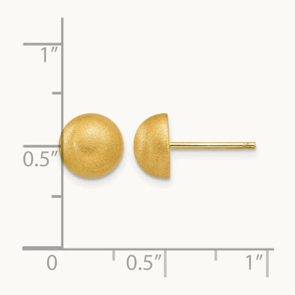 Hollow Satin Half Ball Post Earrings — 8.00mm