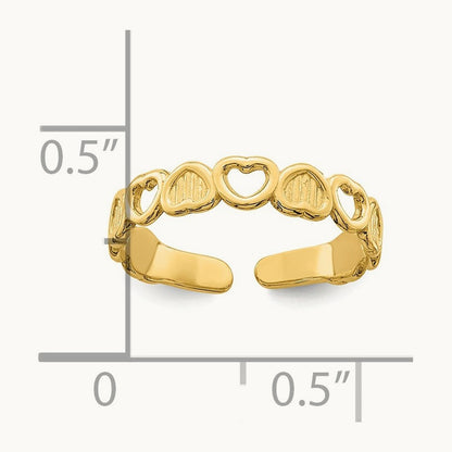 Adjustable Heart Toe Ring, 14K