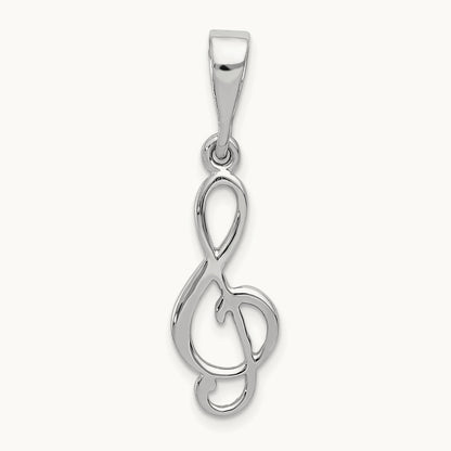 Treble Clef Pendant, 14K White Gold