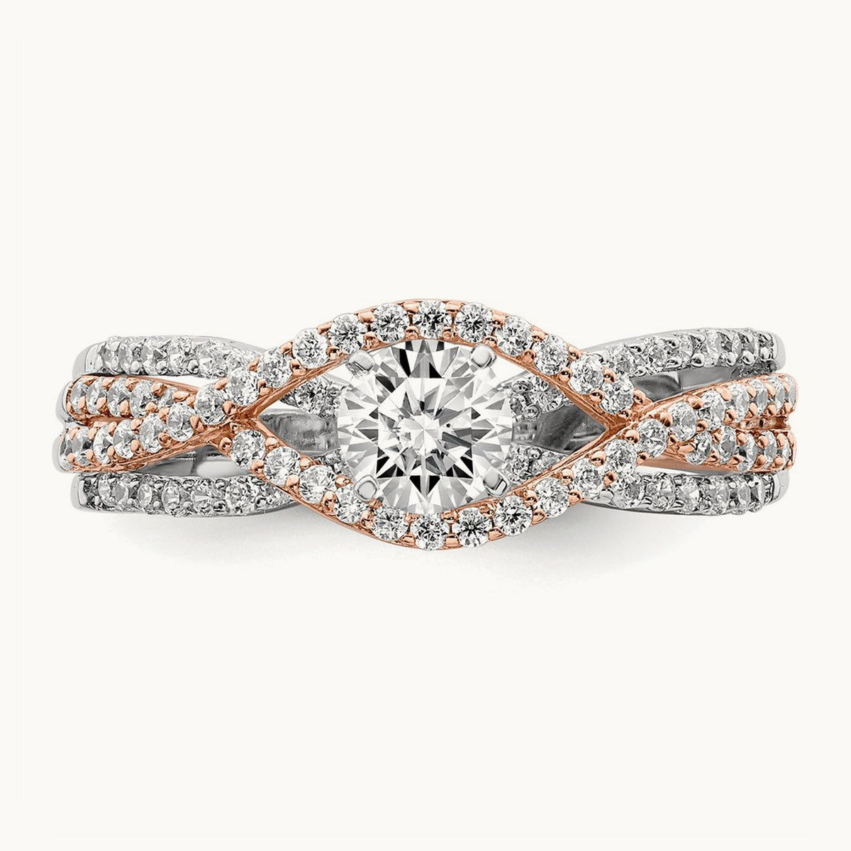 And Rose Gold Peg Set Semi-Mount Engagement Ring, 0.50 ct tw