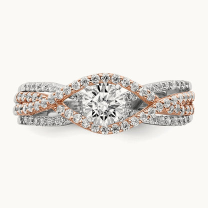 And Rose Gold Peg Set Semi-Mount Engagement Ring, 0.50 ct tw