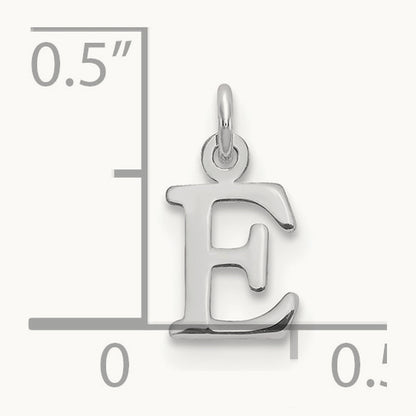 Cutout Letter E Initial Pendant, 14K White Gold