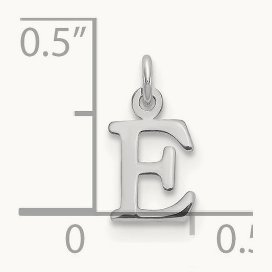 Cutout Letter E Initial Pendant, 14K White Gold