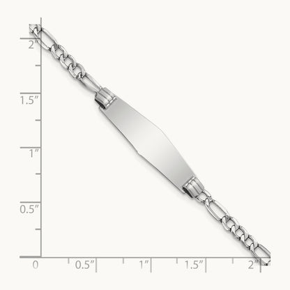 WG Semi-solid Soft Diamond Shape Figaro Link ID Bracelet, 14K