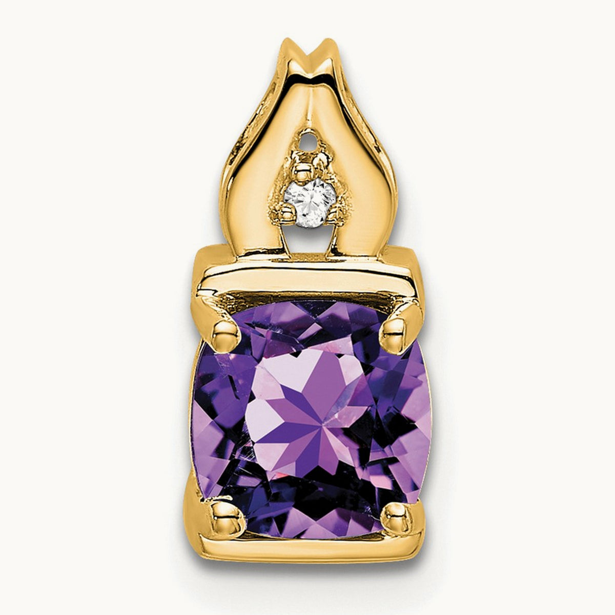 Amethyst and Diamond Pendant — 14K Yellow Gold