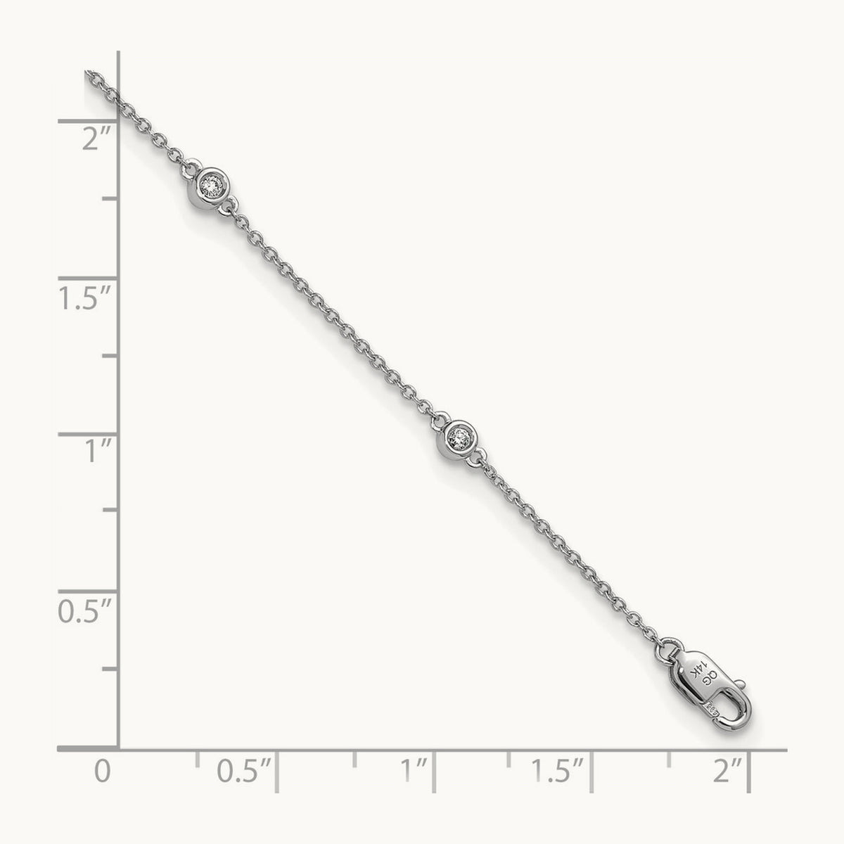Diamond Station Cable Anklet, 14K White Gold