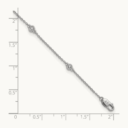 Diamond Station Cable Anklet, 14K White Gold