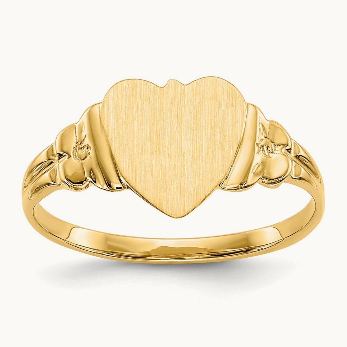 8.0x8. Closed Back Childs Heart Signet Ring, 5mm, 14K