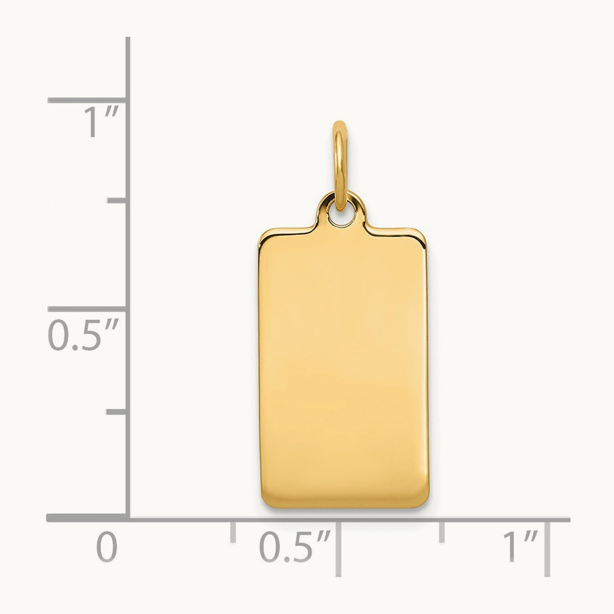 Plain .018 Gauge Rectangular Engravable Disc Charm — 14K Yellow Gold, 23mm