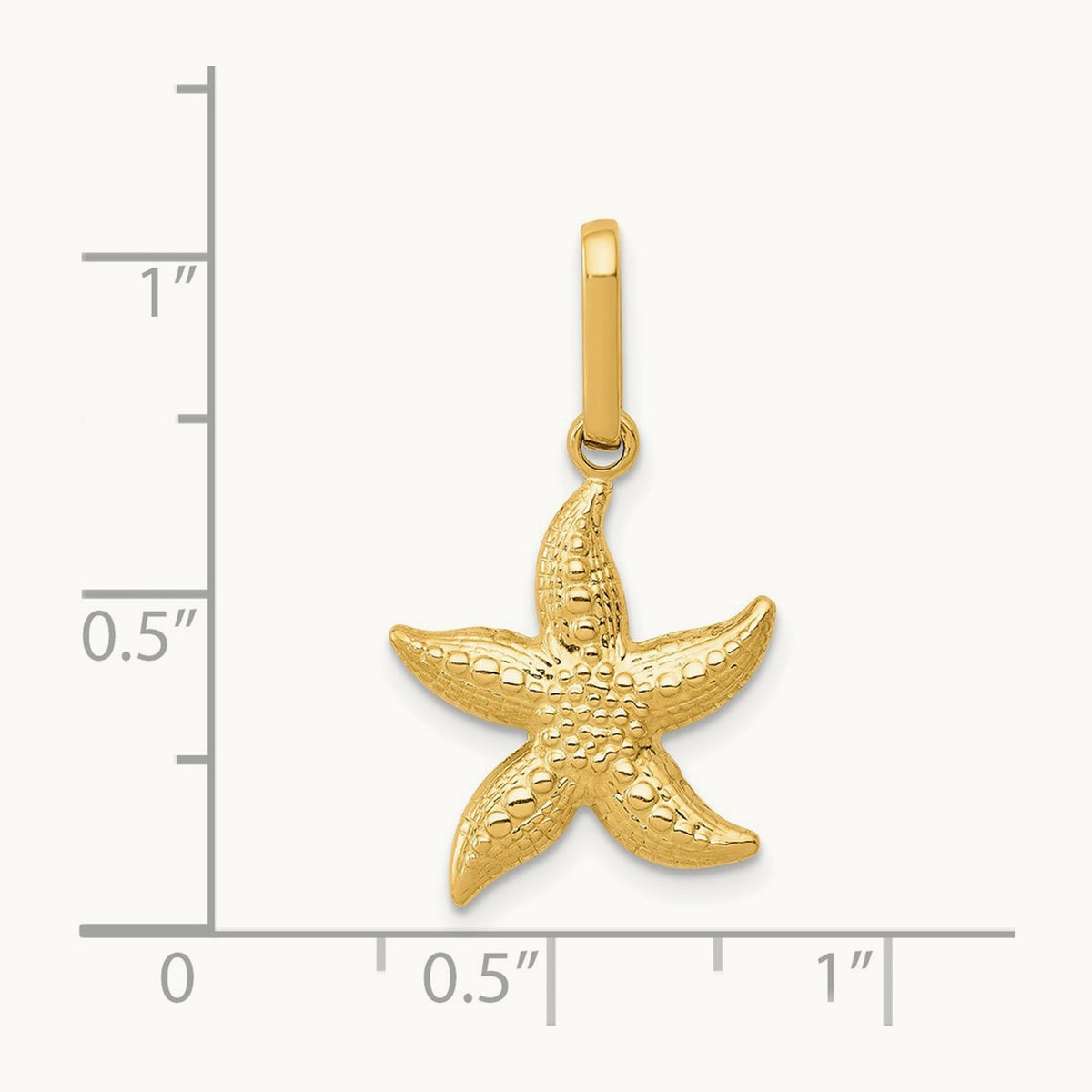 Textured Hollow Starfish Pendant, 14K