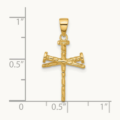 Polished and Textured Nails Cross Pendant — 26.5mm