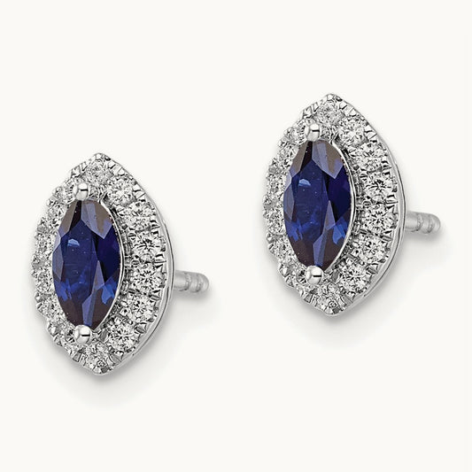 Created Sapphire Sept Birthstone Earrings, 0.20 ct tw Lab-Grown Diamond