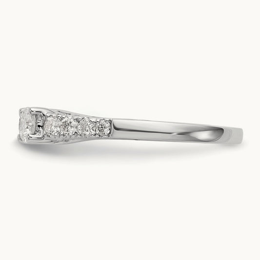 3-Stone Diamond Peg Set Semi-mount Engagement Ring, 14K White Gold