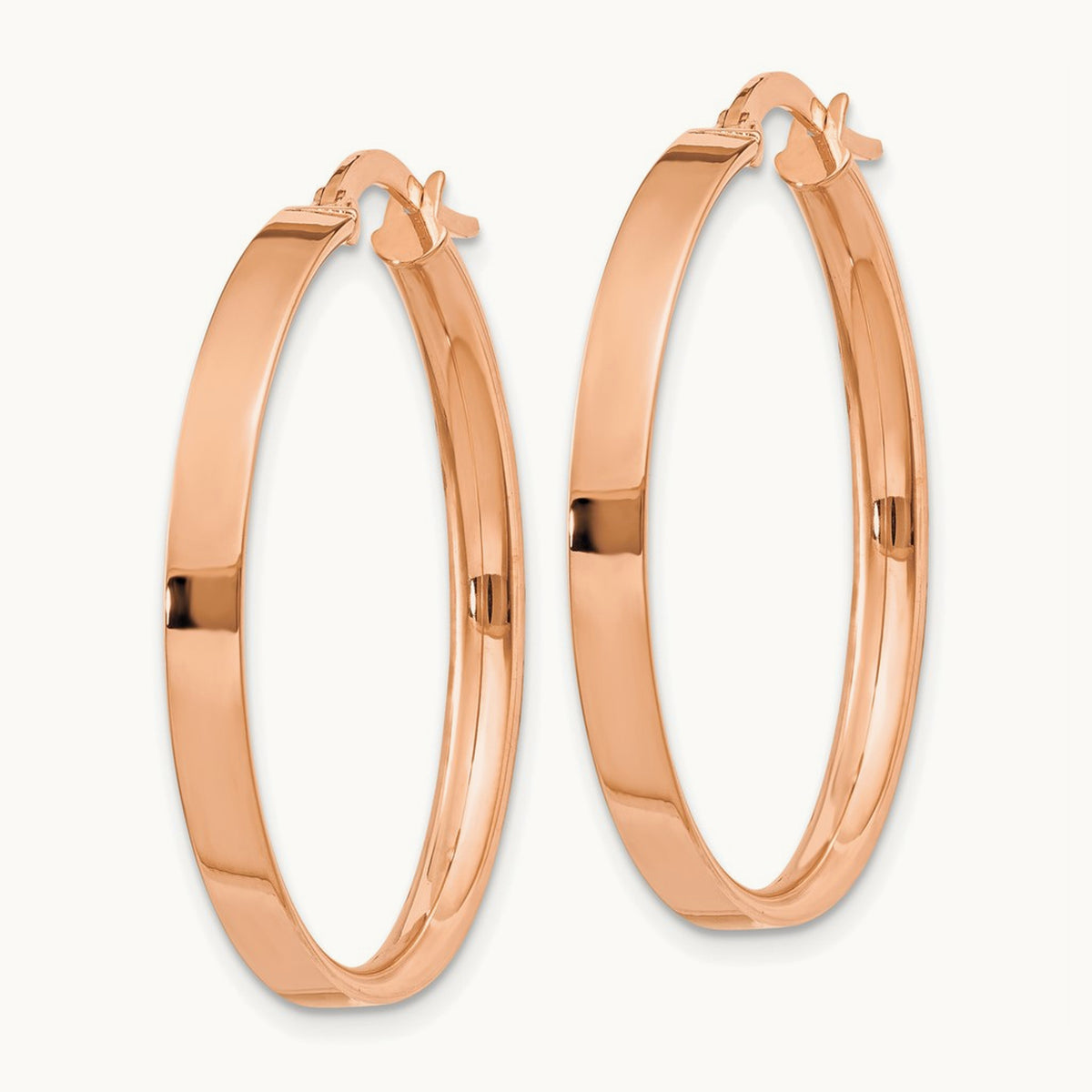 Large Hoop Earrings — 14K Rose Gold, 3mm