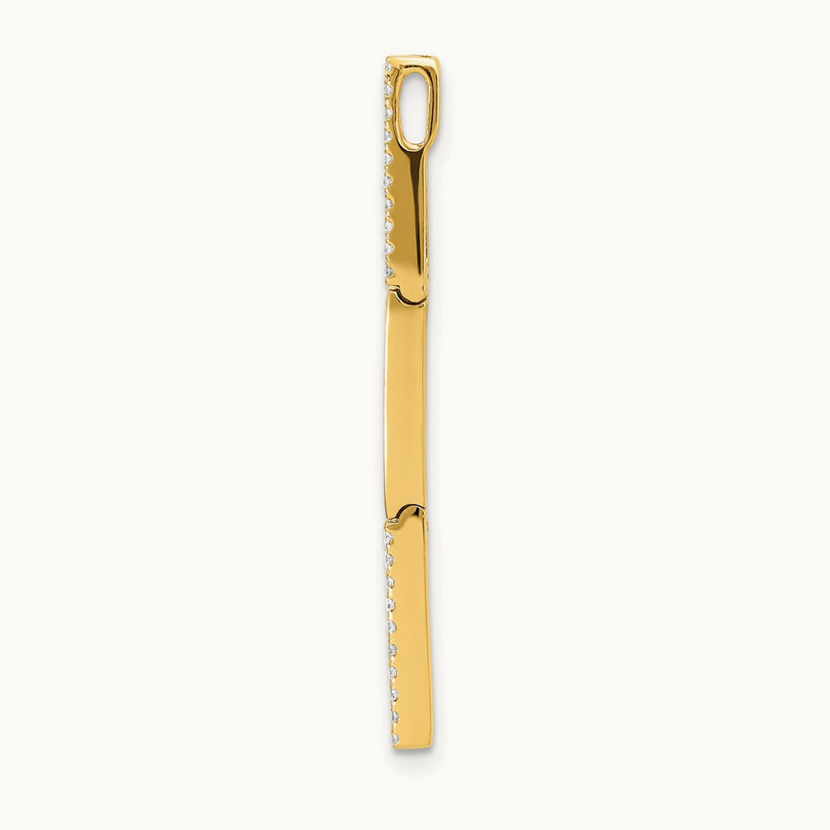 Polished Rectangle Link Diamond Chain Slide Pendant, 14K
