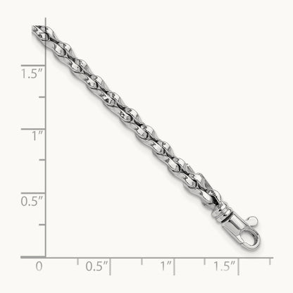 Polished Fancy Link Bracelet, 14K White Gold