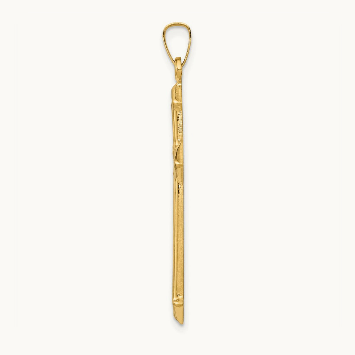 w/Rhodium Polished and Textured Passion Cross Pendant, 14K