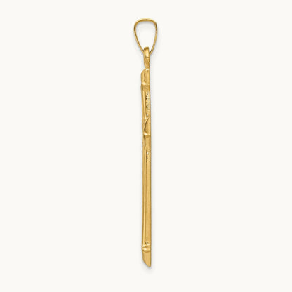 w/Rhodium Polished and Textured Passion Cross Pendant, 14K