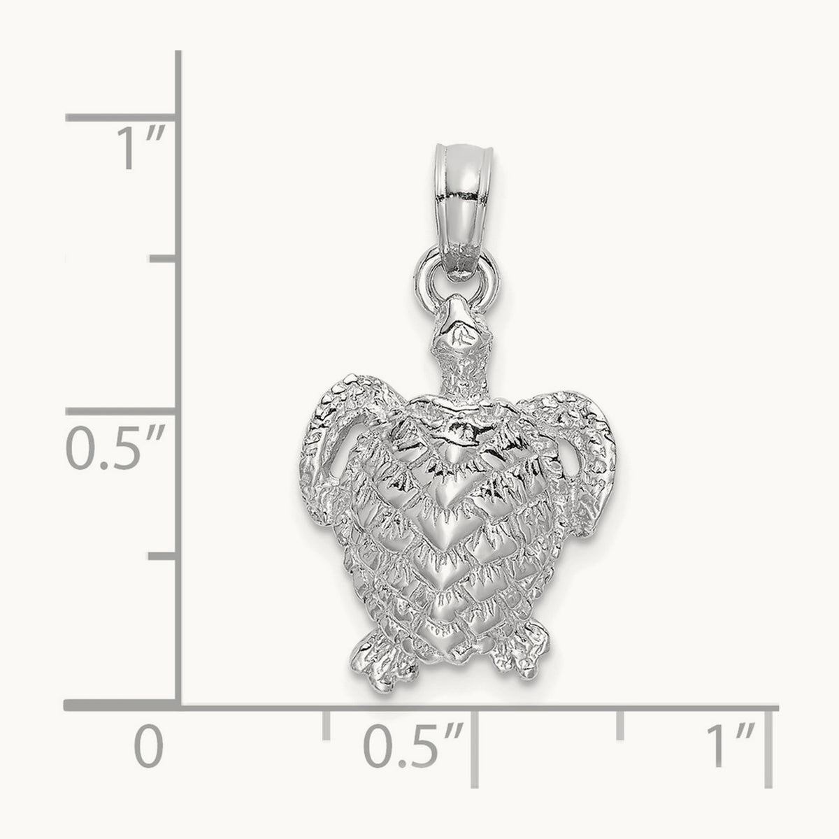 Textured Sea Turtle Charm — 14K White Gold