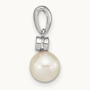 6- Round White Saltwater Akoya Pearl .05ct. Dia. Pendant, 7mm, 14K White Gold